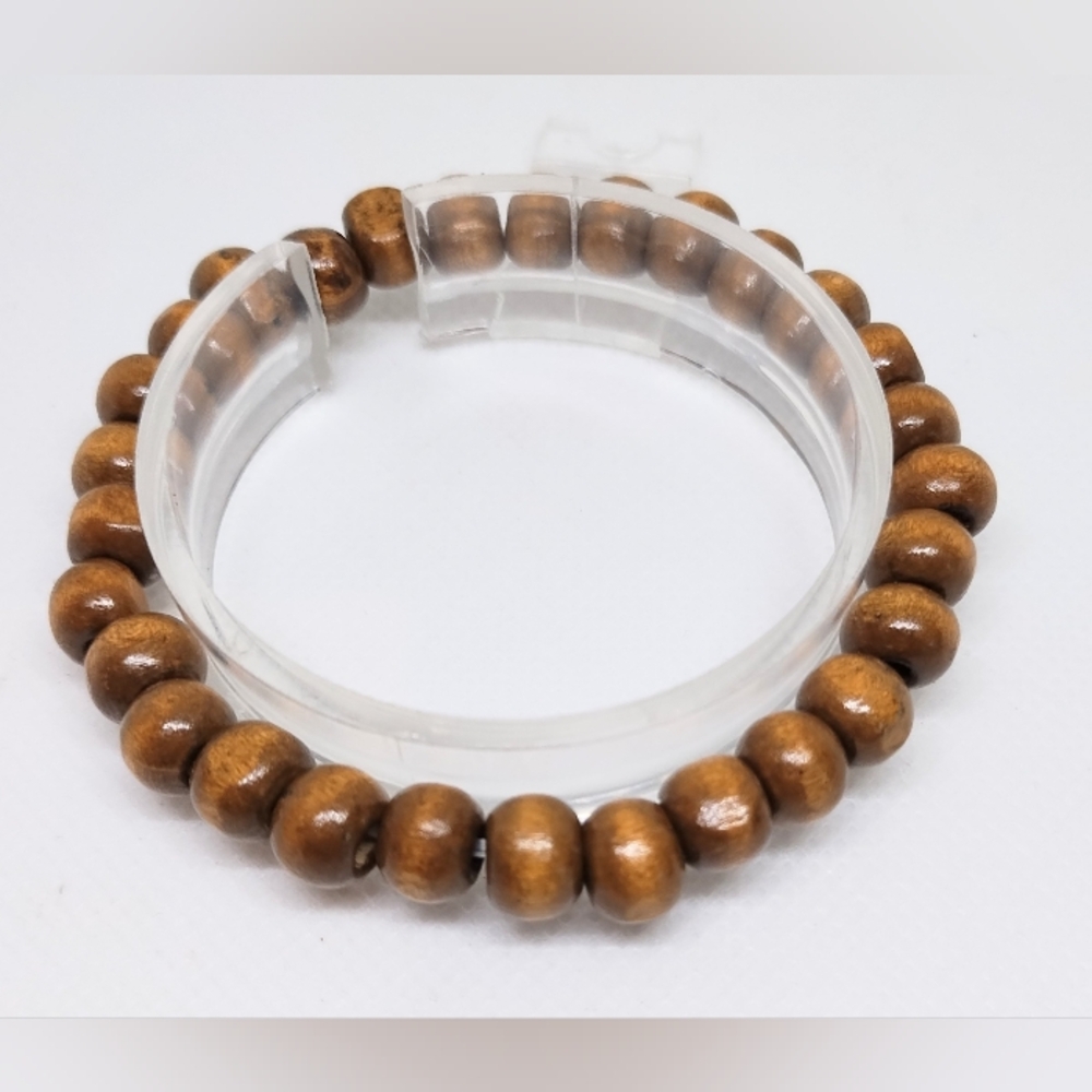 Men's Bracelet Beaded Beads Brown New f70